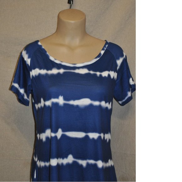 🐯 Alaster Queen NWT blue & white tie dye dress with pockets size SMALL (30) - Picture 2 of 13
